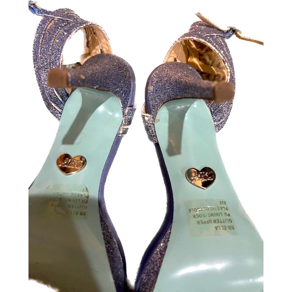 Betsey Johnson Blue Glitter Strappy Heels - Picture 2 of 10